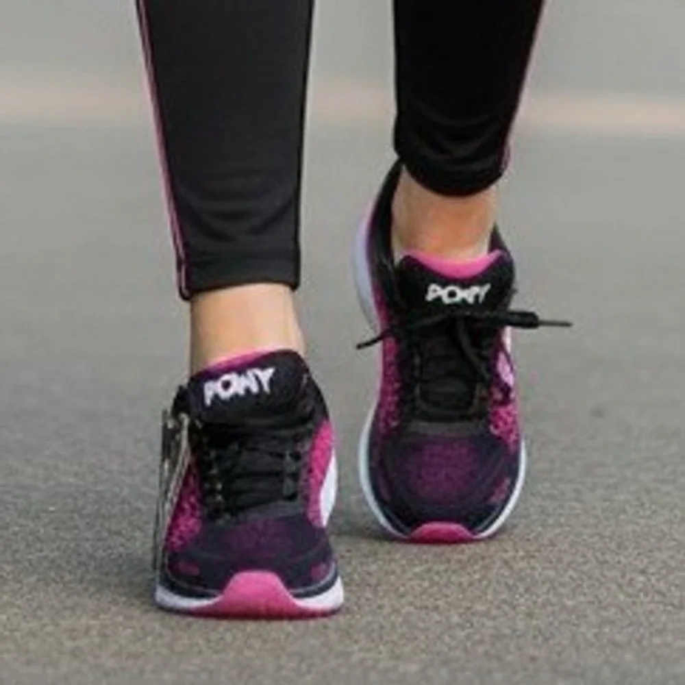 Pony Womens Athletic Sneakers Pink Black Knit Running Shoes ATH900249 Size 8.5M